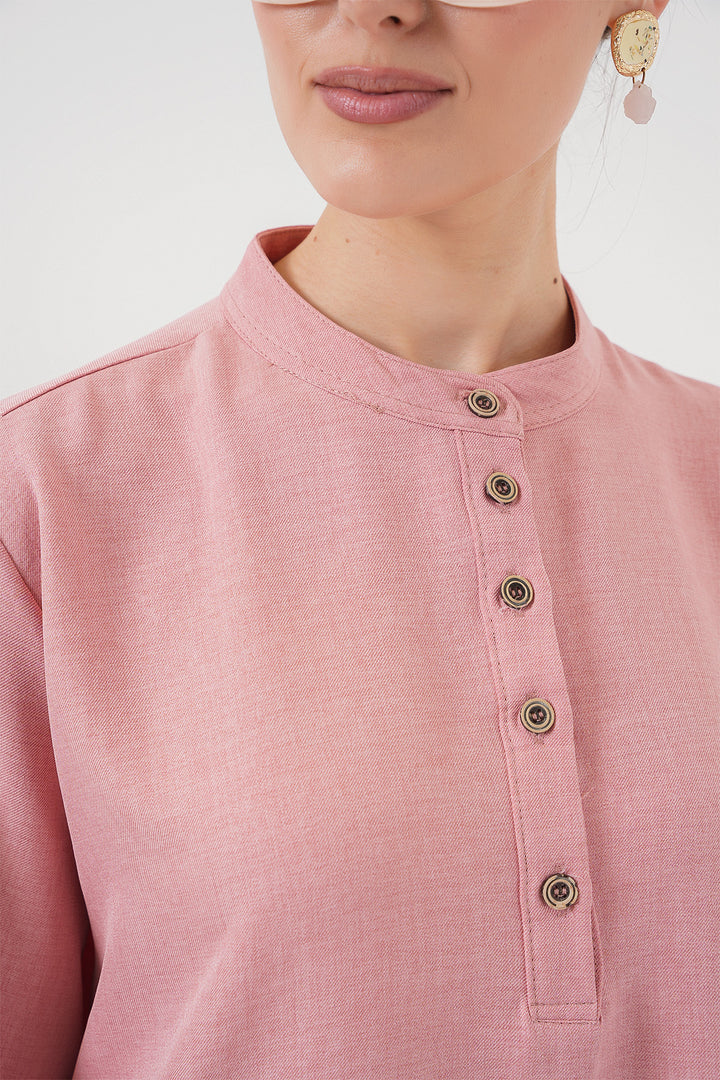 BGD Women Linen Tunic Pants Set - Pink - Frederick