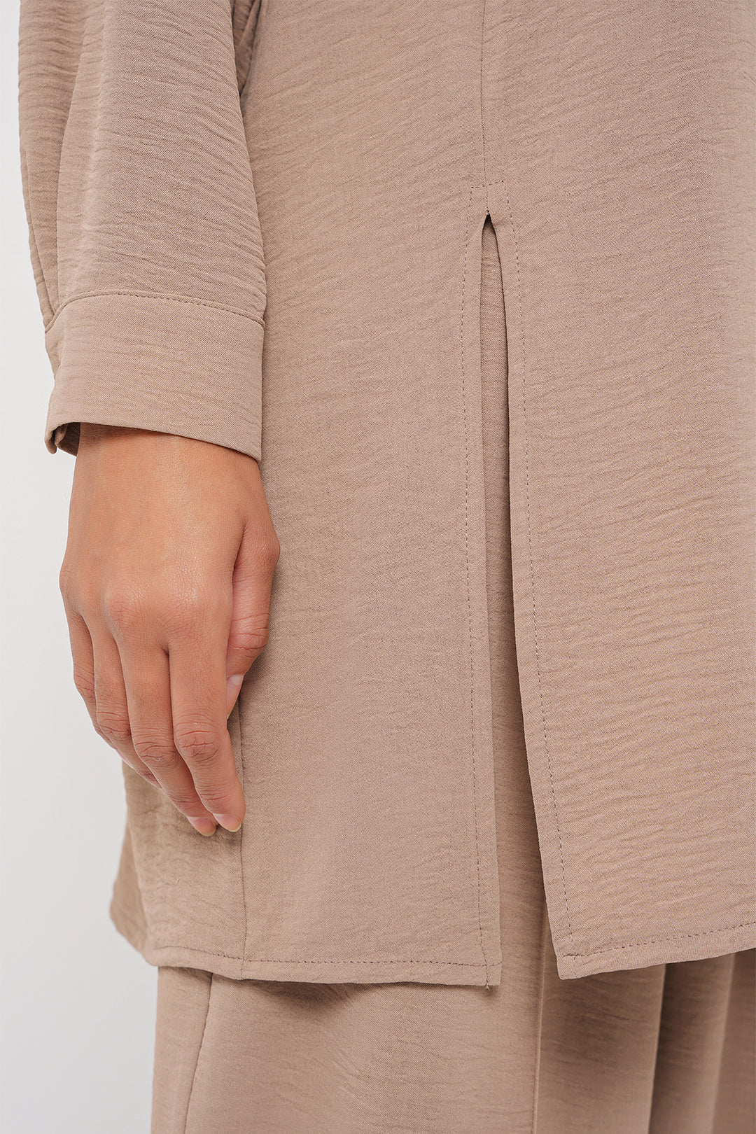 BGD Women Long Tunic Pants Set - Beige - Paraíso