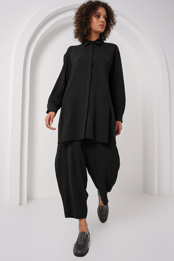 BGD Women Long Tunic Pants Set - Black - Navapolatsk