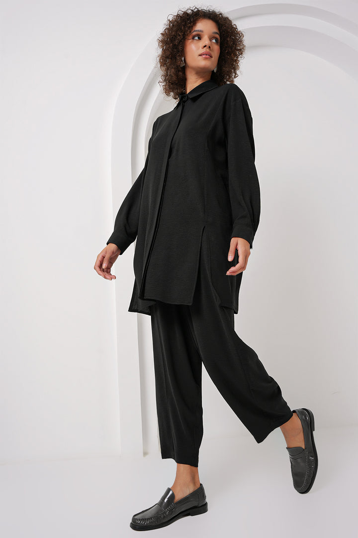 BGD Women Long Tunic Pants Set - Black - Navapolatsk