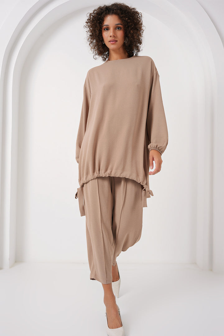 BGD Women Tunic Pants Set - Beige - Alcoy