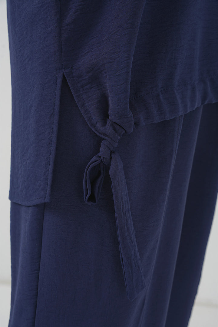 BGD Women Tunic Pants Set - Navy Blue - White Rock