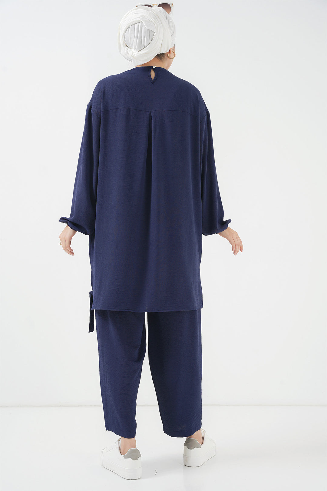 BGD Women Tunic Pants Set - Navy Blue - White Rock