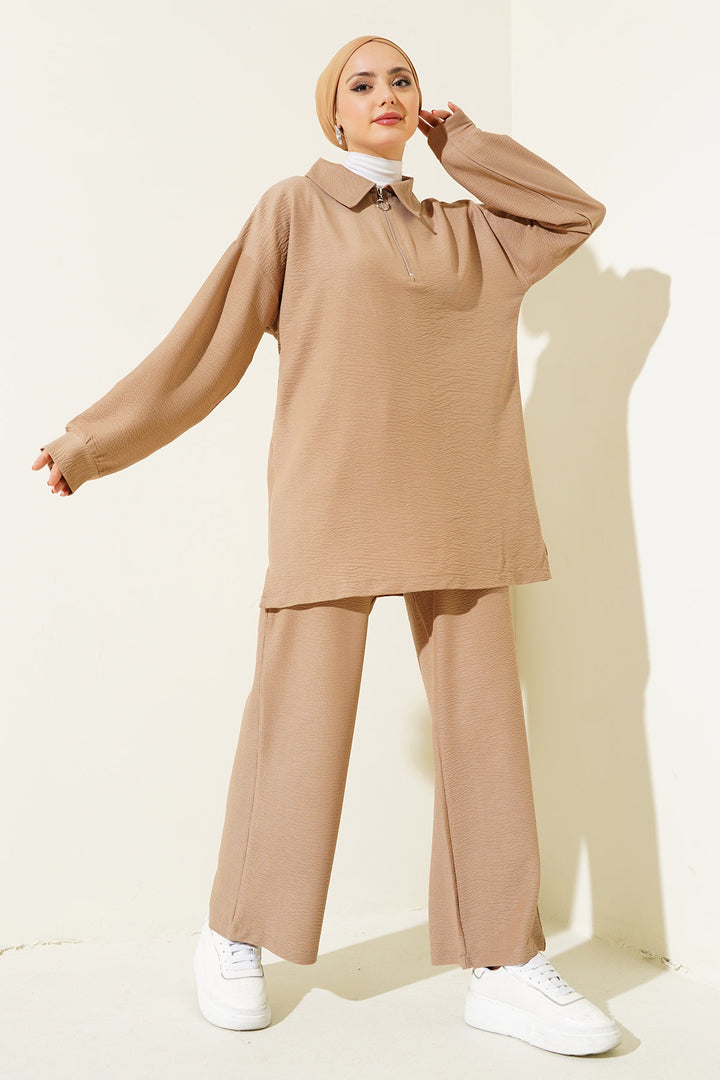 BGD Women Wide Leg Pants Tunic Set - Biscuit - Pärnu