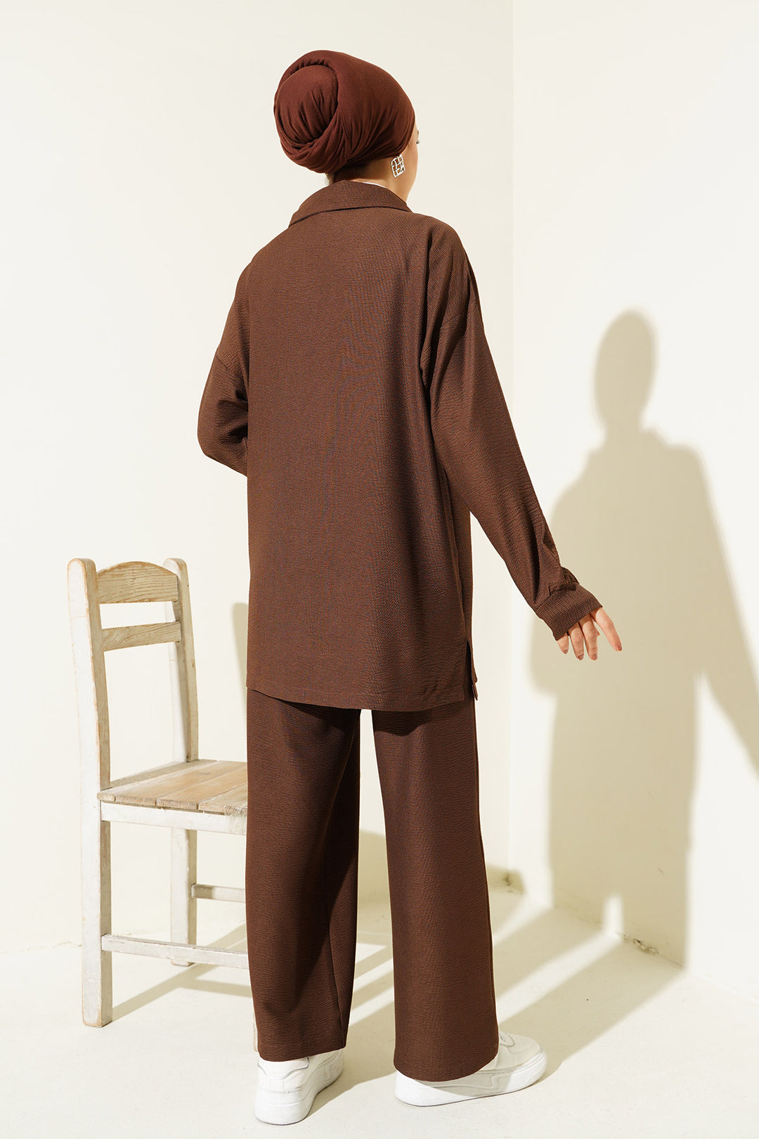 BGD Women Wide Leg Pants Tunic Set - Brown - Greven
