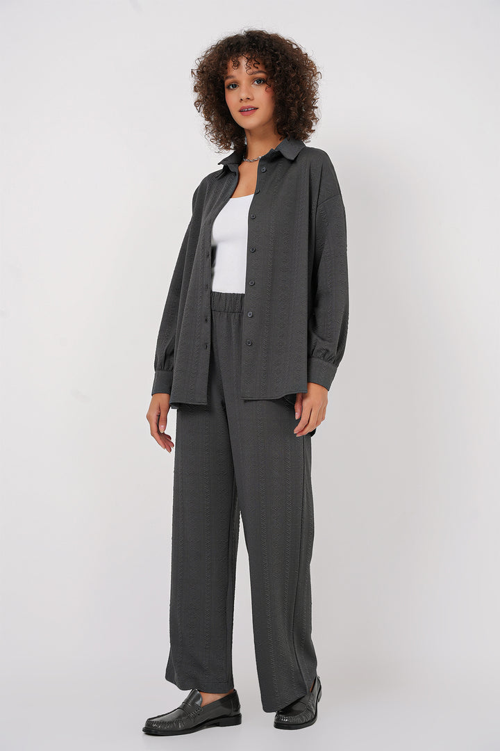 BGD Women Shirt Trousers Suit - Anthracite - Seixal