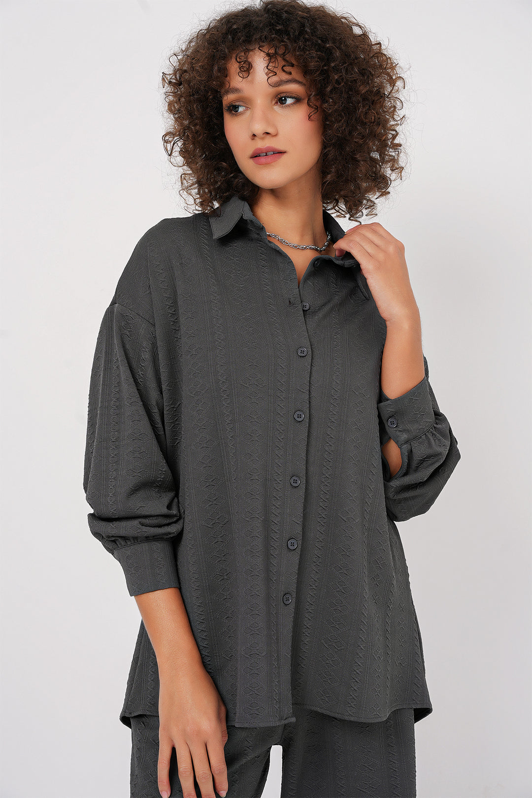 BGD Women Shirt Trousers Suit - Anthracite - Seixal