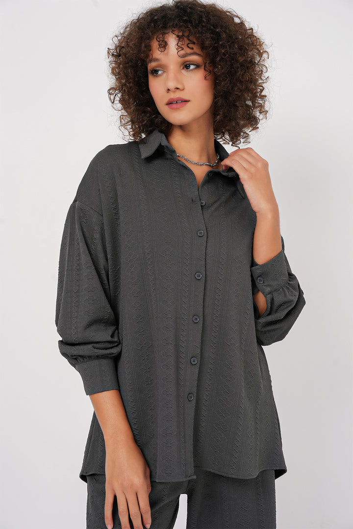 BGD Women Shirt Trousers Suit - Anthracite - Seixal