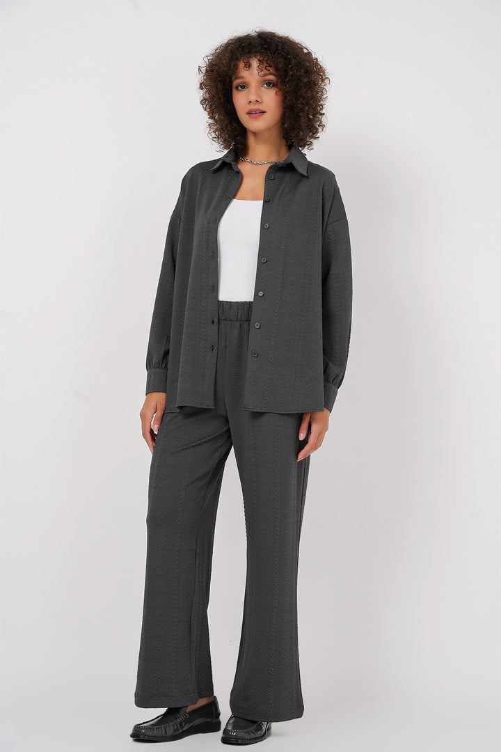 BGD Women Shirt Trousers Suit - Anthracite - Seixal