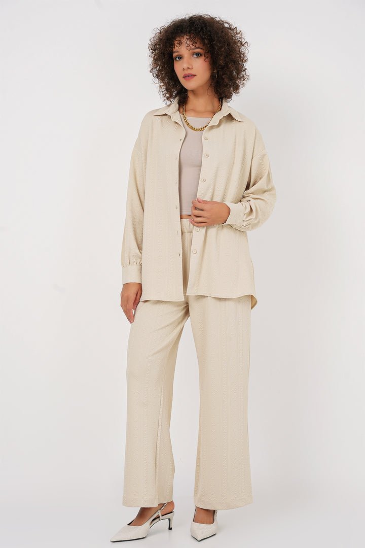 BGD Women Shirt Trousers Suit - Cream - Northcote