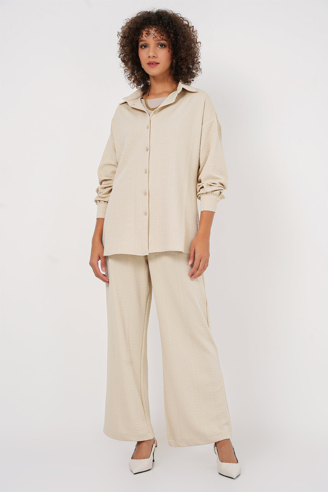 BGD Women Shirt Trousers Suit - Cream - Northcote