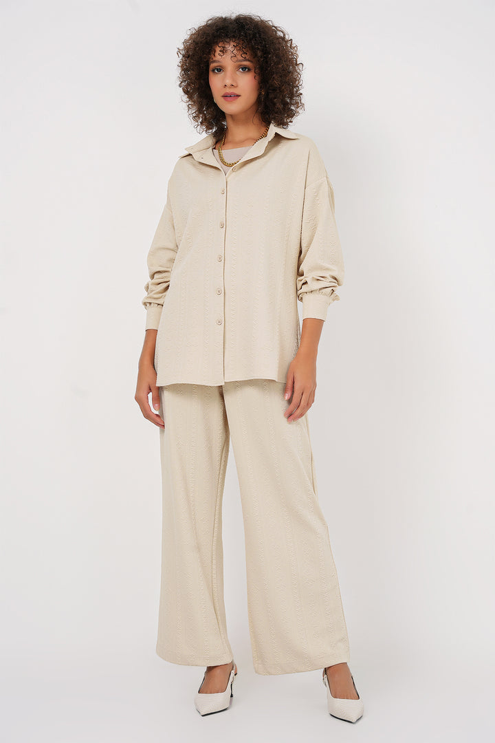 BGD Women Shirt Trousers Suit - Cream - Northcote