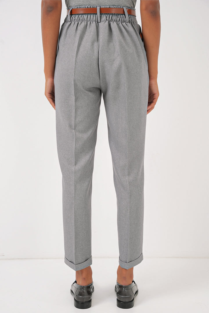 BGD Women Women's Pleated Belted Fabric Trousers - Grey - Ellesmere Port