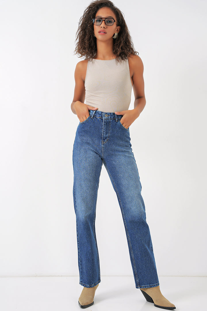 BGD Women Wide Leg Denim Pants - Blue - Santa Ana