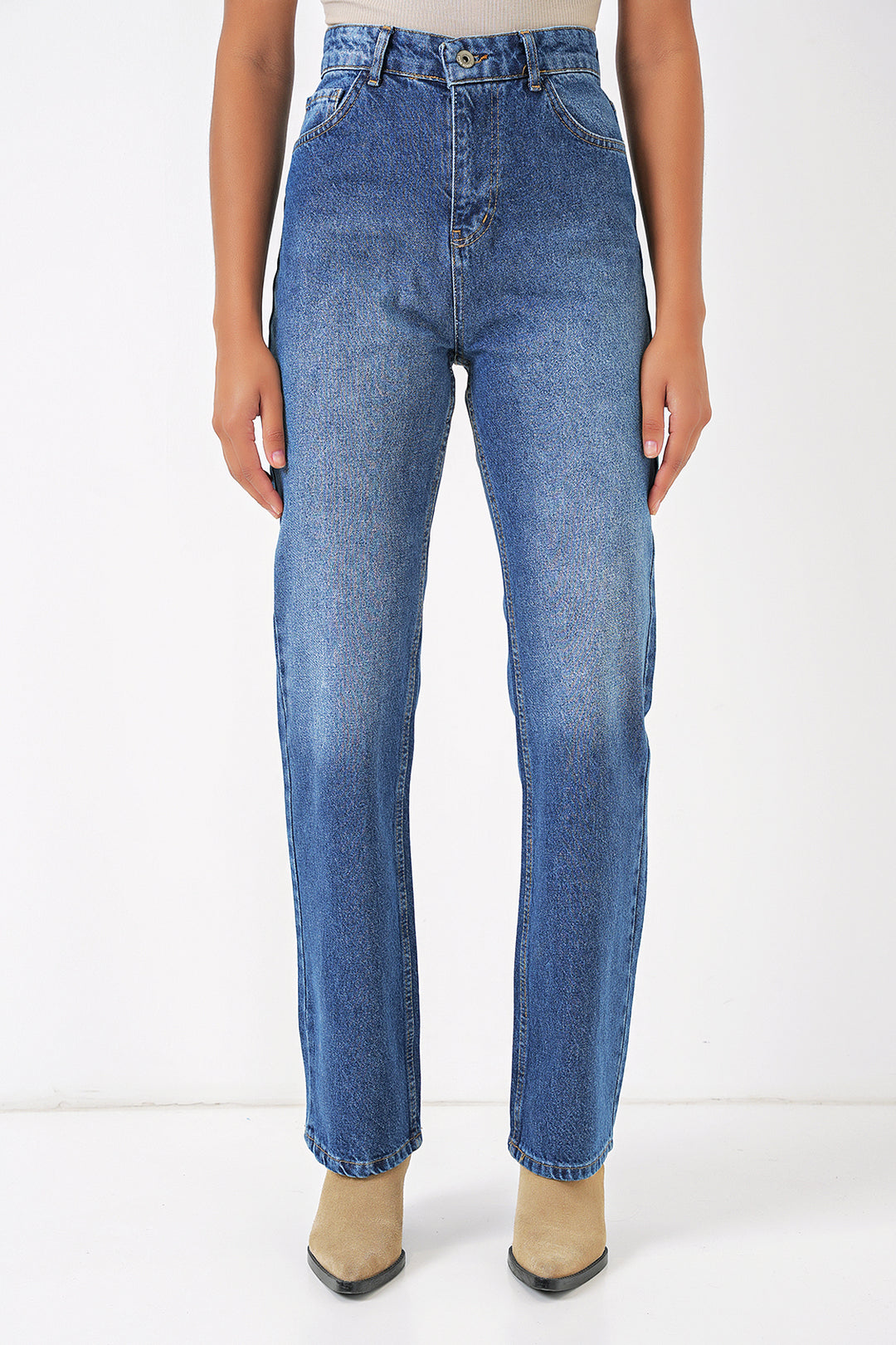 BGD Women Wide Leg Denim Pants - Blue - Santa Ana