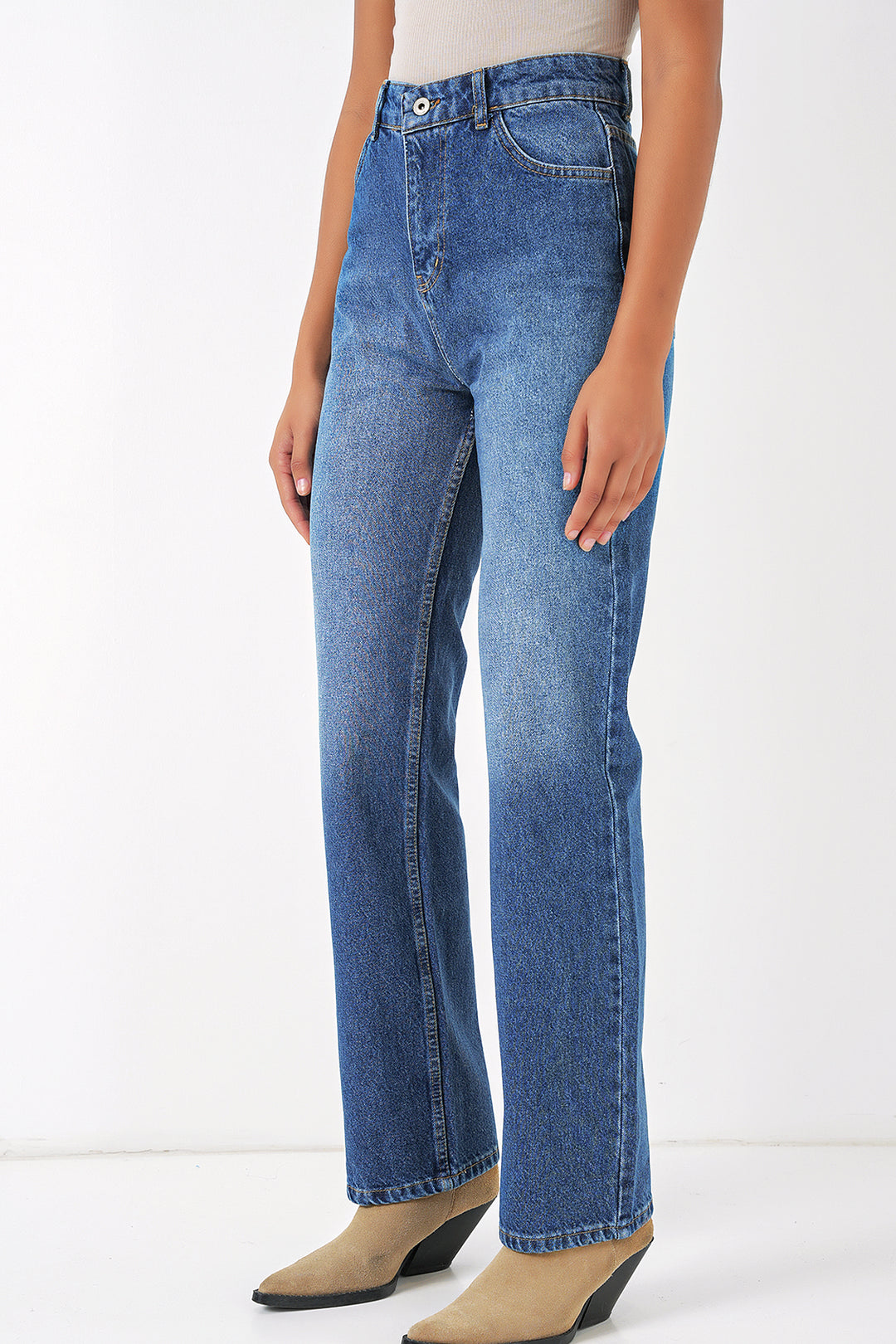 BGD Women Wide Leg Denim Pants - Blue - Santa Ana