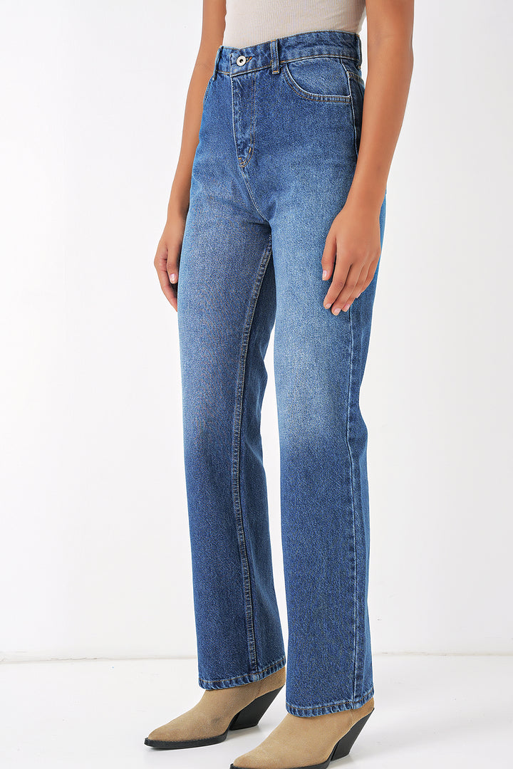BGD Women Wide Leg Denim Pants - Blue - Santa Ana
