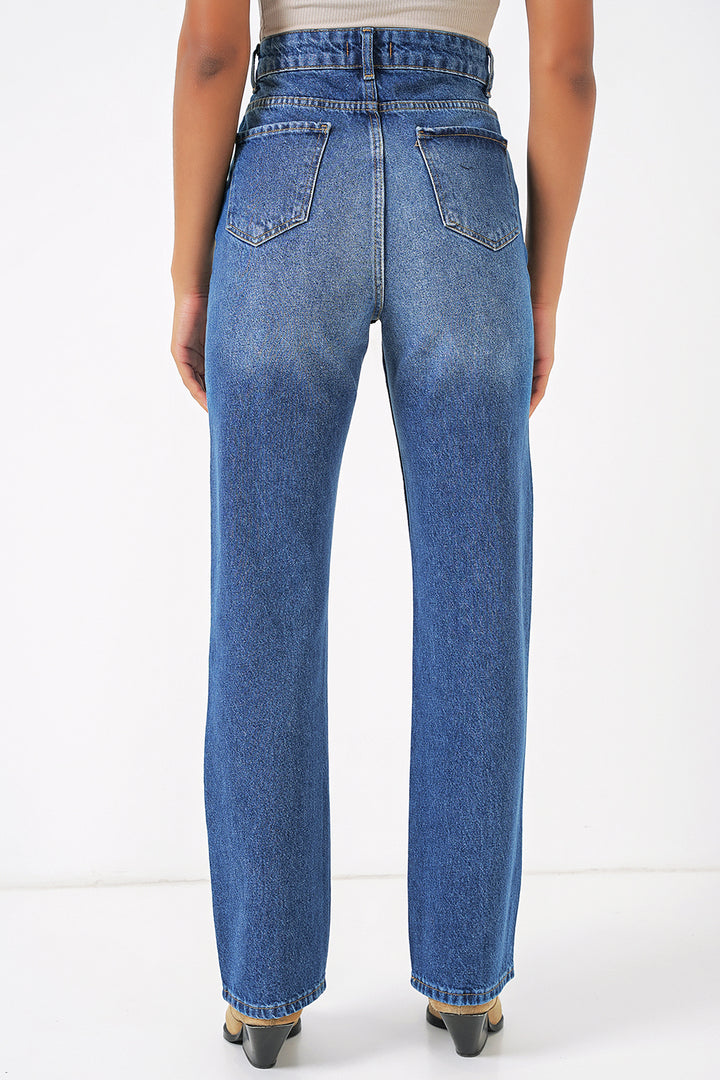 BGD Women Wide Leg Denim Pants - Blue - Santa Ana