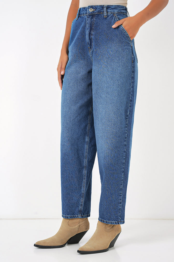 BGD Women Women's High Waist Baggy Jeans - Navy Blue - Yucaipa