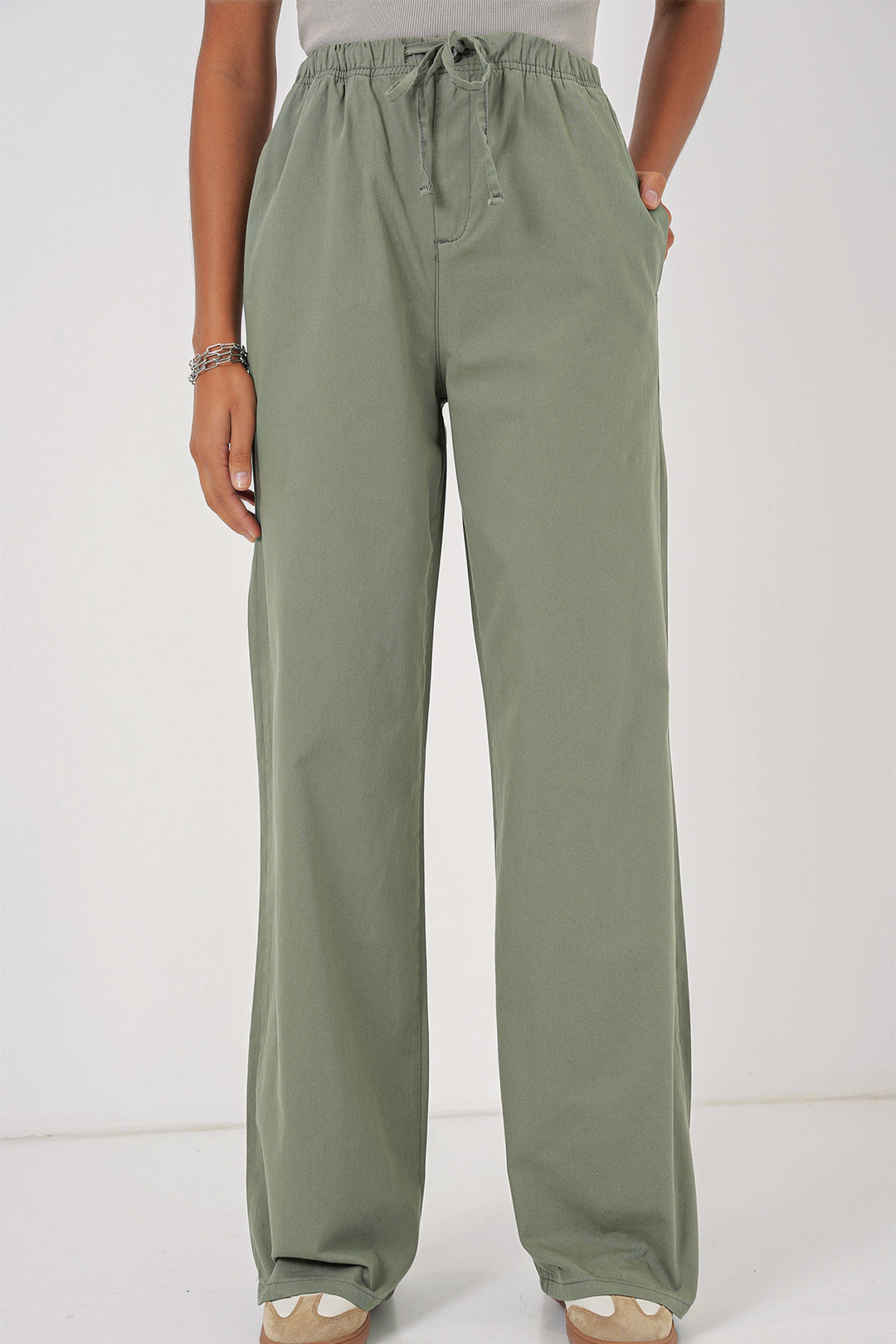 BGD Women Women's Wide Leg High Waisted Pants - Çağla - Concord