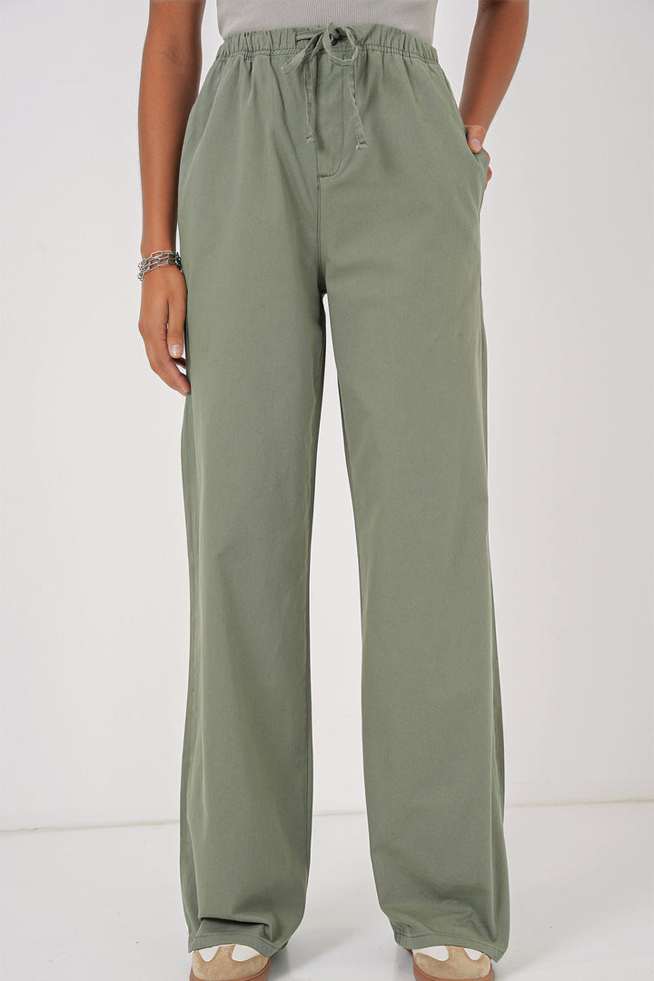 BGD Women Women's Wide Leg High Waisted Pants - Çağla - Concord