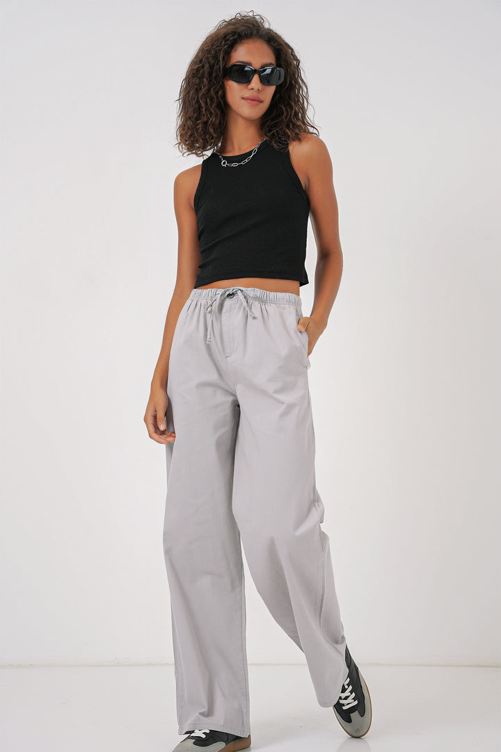 BGD Women Women's Wide Leg High Waisted Pants - Grey - Camberley