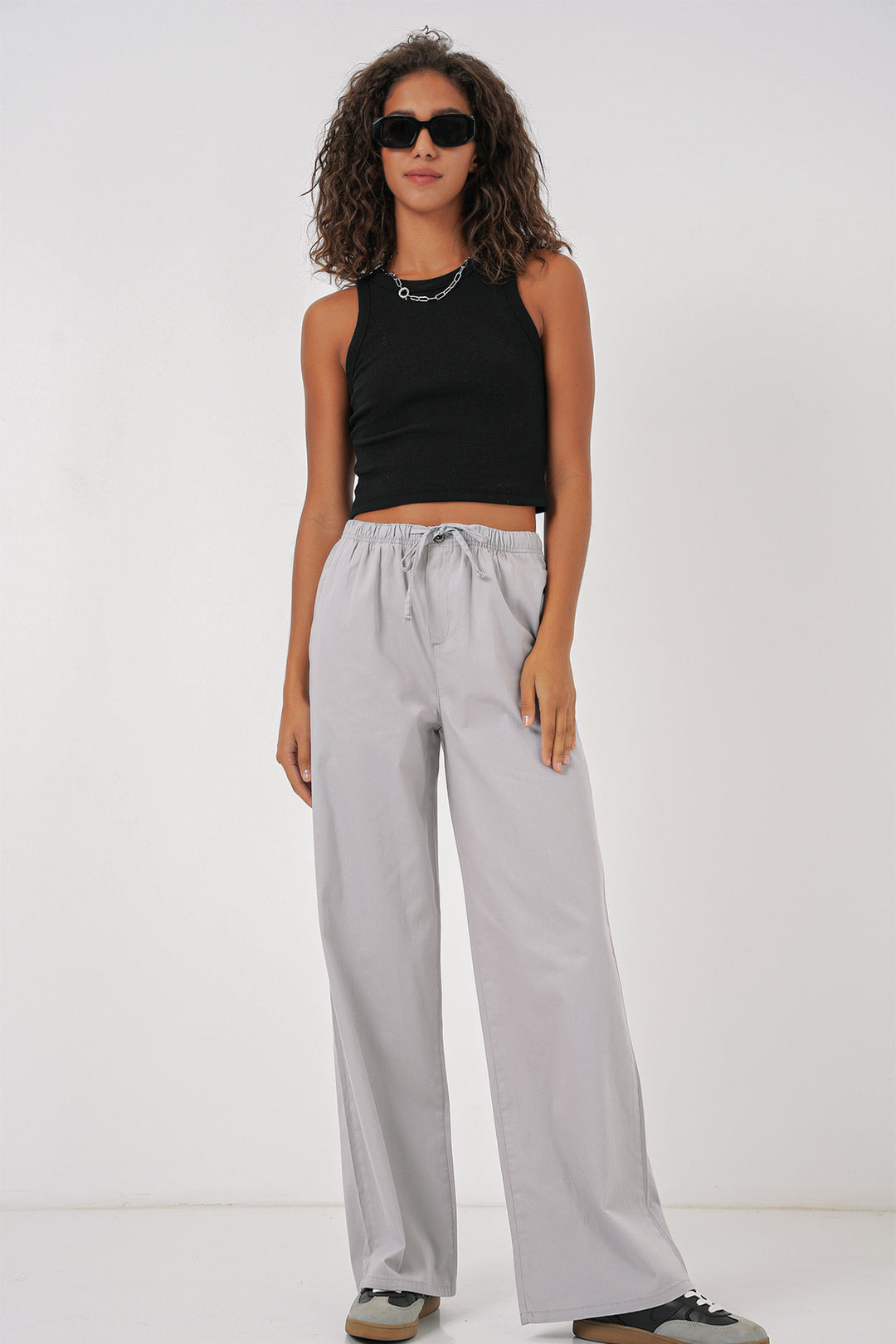 BGD Women Women's Wide Leg High Waisted Pants - Grey - Camberley