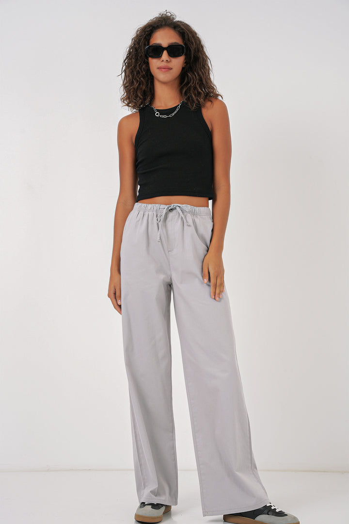BGD Women Women's Wide Leg High Waisted Pants - Grey - Camberley