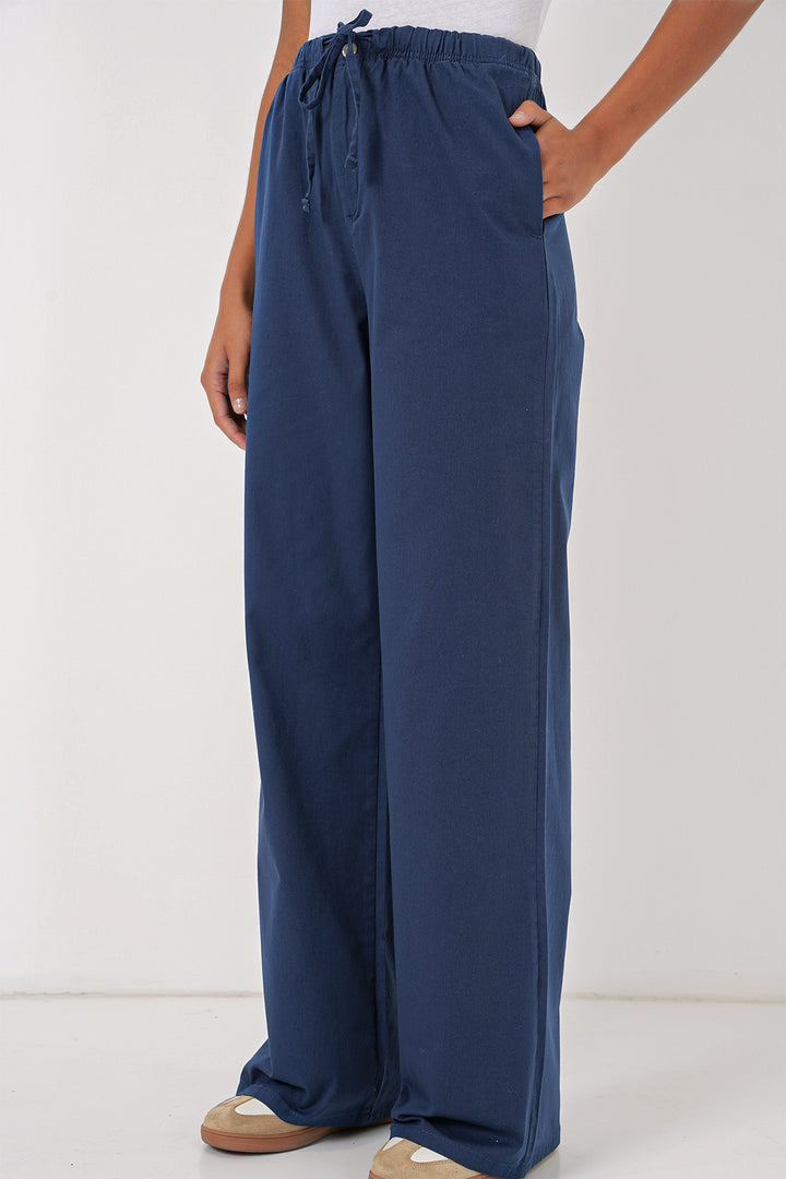 BGD Women Women's Wide Leg High Waisted Pants - Indigo - Eindhoven