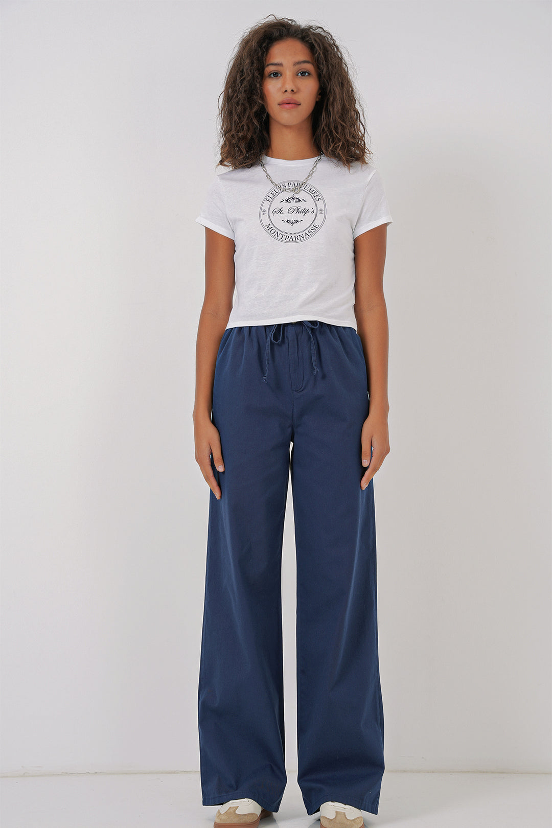 BGD Women Women's Wide Leg High Waisted Pants - Indigo - Eindhoven
