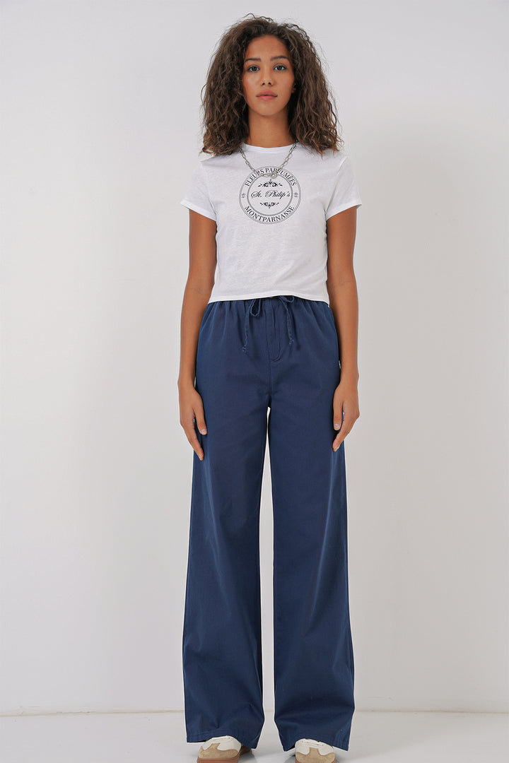 BGD Women Women's Wide Leg High Waisted Pants - Indigo - Eindhoven