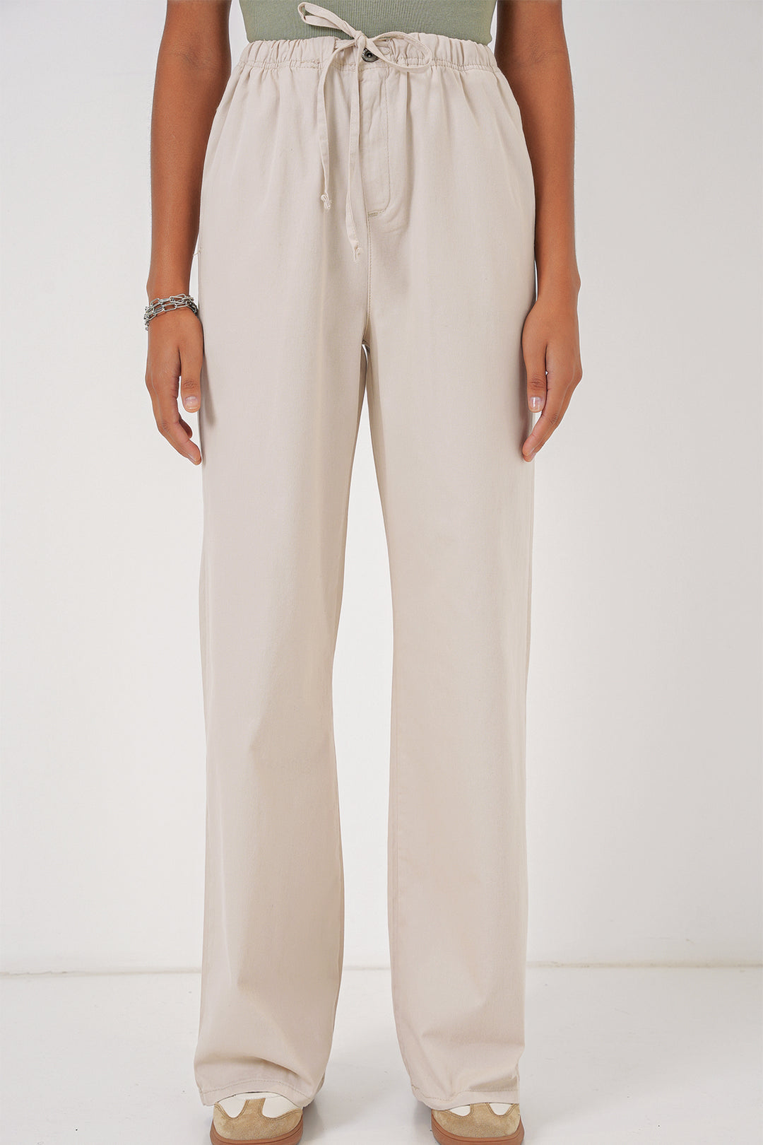 BGD Women Women's Wide Leg High Waisted Pants - Cream - Johnson City