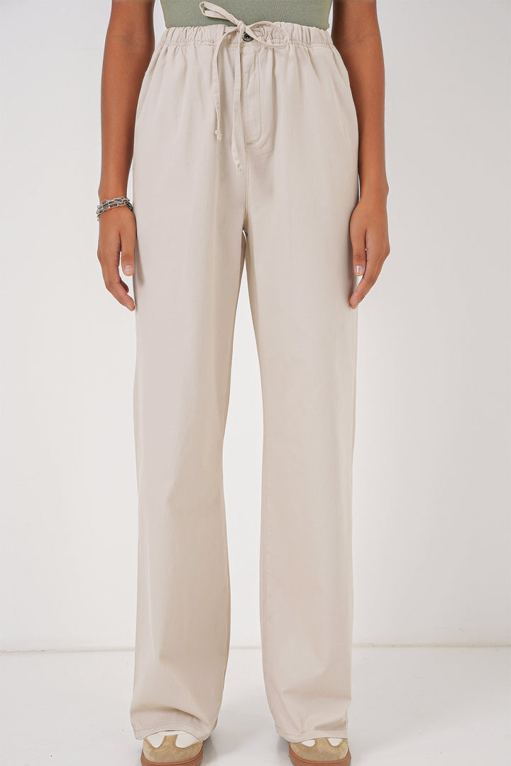 BGD Women Women's Wide Leg High Waisted Pants - Cream - Johnson City