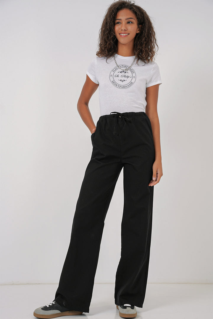 BGD Women Women's Wide Leg High Waisted Pants - Black - Ostend