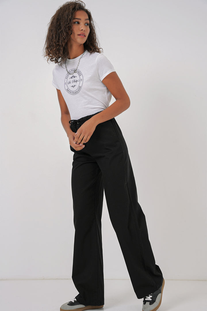 BGD Women Women's Wide Leg High Waisted Pants - Black - Ostend