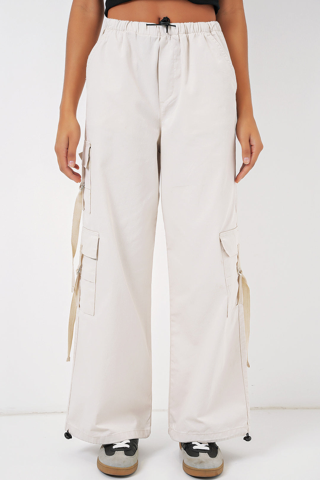 BGD Women Wide Leg Cargo Pants - Ecru - Agua Prieta