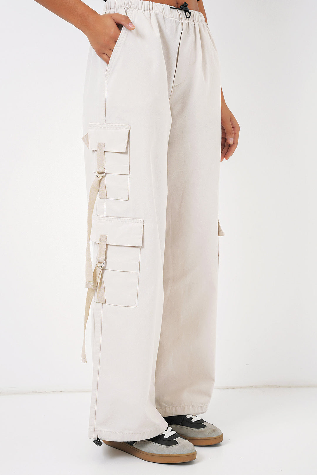 BGD Women Wide Leg Cargo Pants - Ecru - Agua Prieta