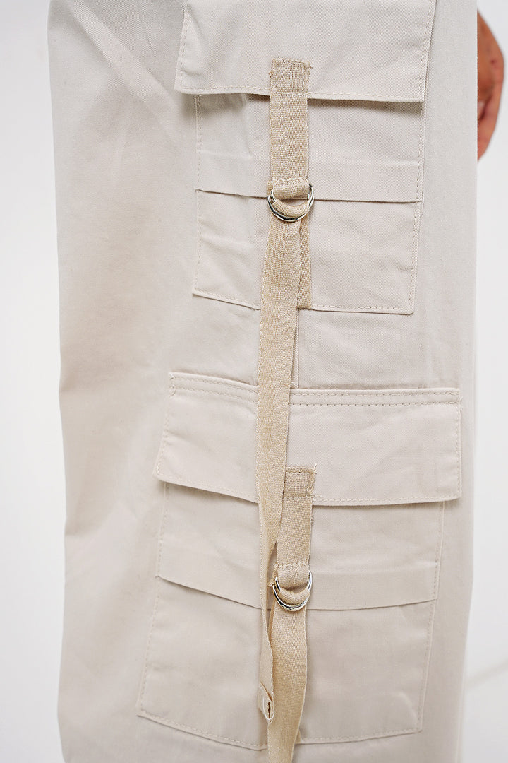 BGD Women Wide Leg Cargo Pants - Ecru - Agua Prieta
