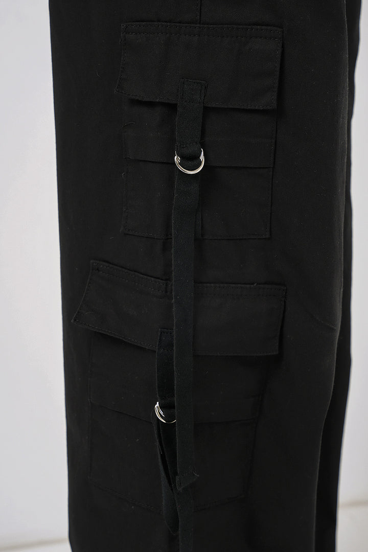 BGD Women Wide Leg Cargo Pants - Black - Wichita