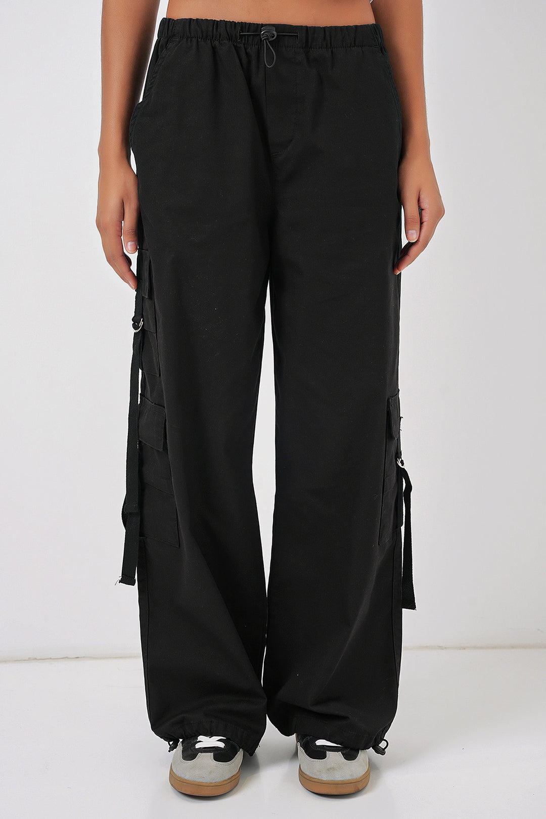 BGD Women Wide Leg Cargo Pants - Black - Wichita