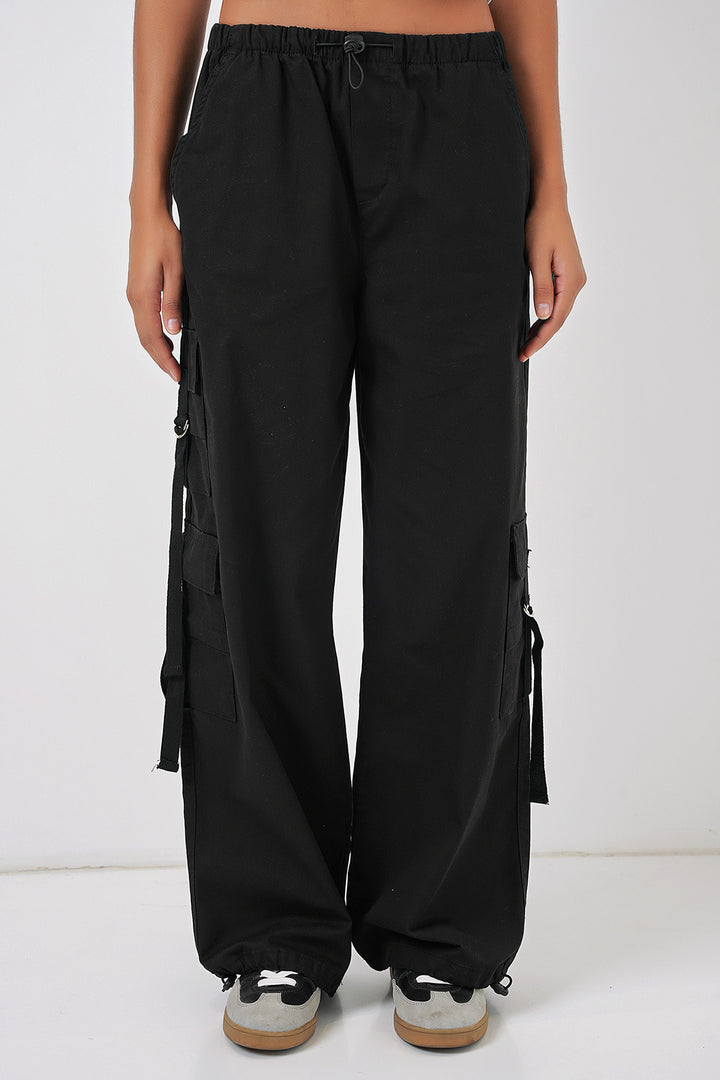 BGD Women Wide Leg Cargo Pants - Black - Wichita