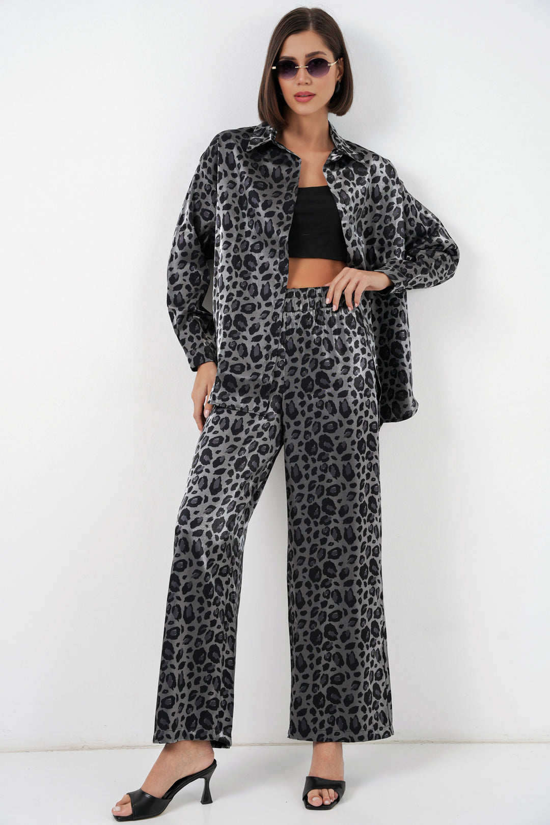 BGD Women Leopar Desenli Alt Üst Takım - Siyah - Tynaarlo