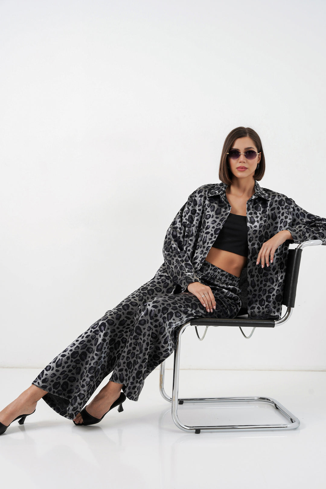 BGD Women Leopar Desenli Alt Üst Takım - Siyah - Tynaarlo