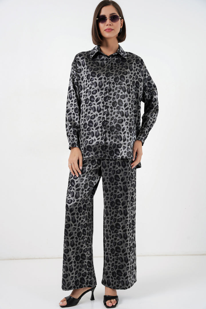 BGD Women Leopar Desenli Alt Üst Takım - Siyah - Tynaarlo