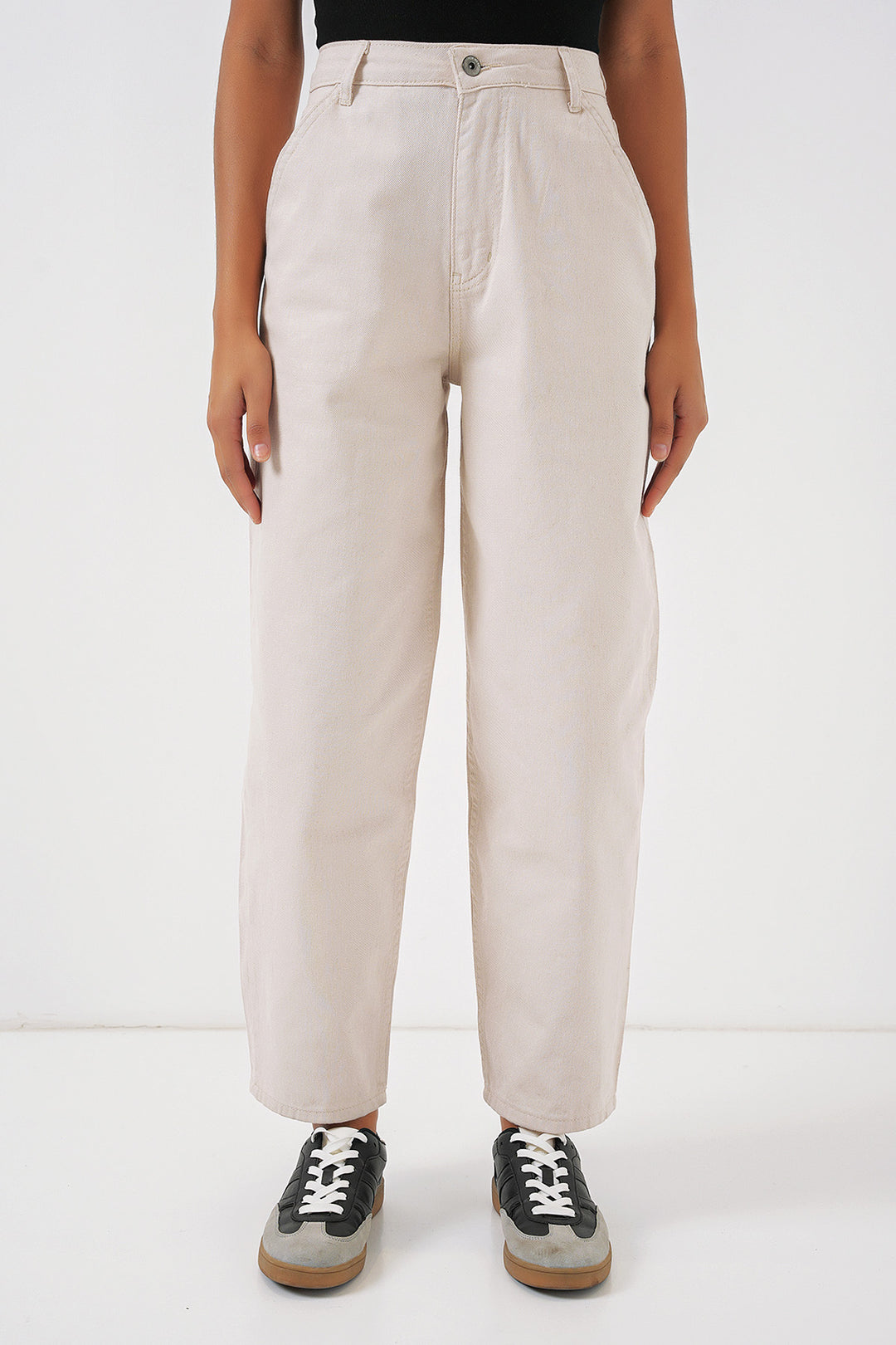 BGD Women High Waist Bone Pants - Ecru - Apan