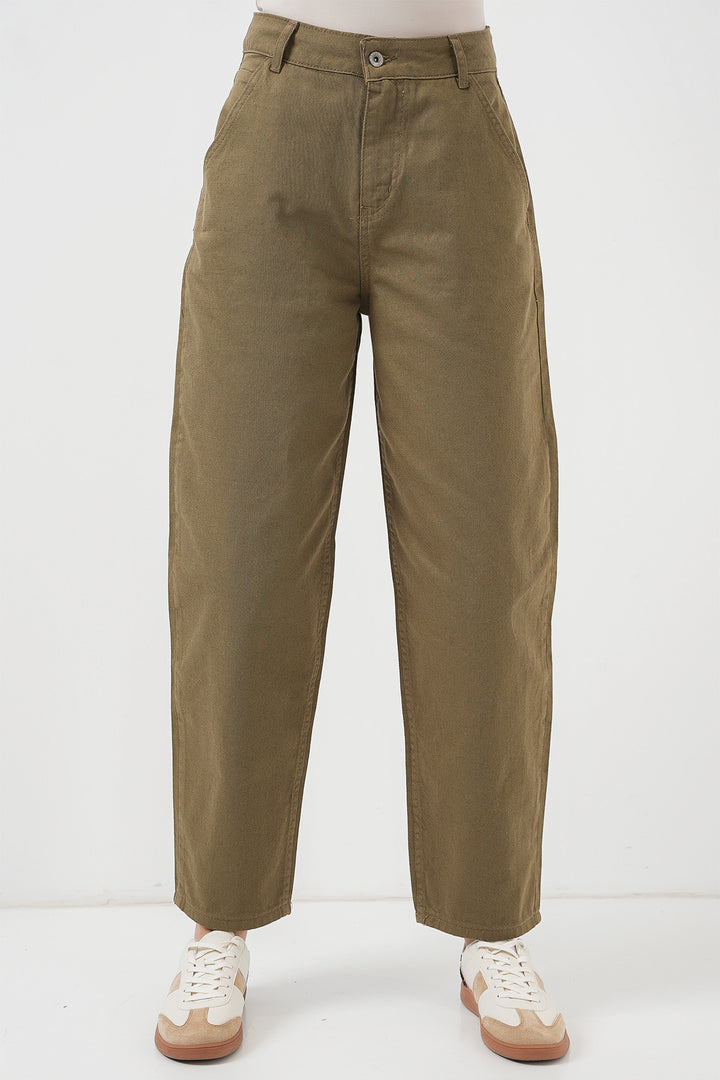 BGD Women High Waist Corduroy Pants - Khaki - Corbeil-Essonnes