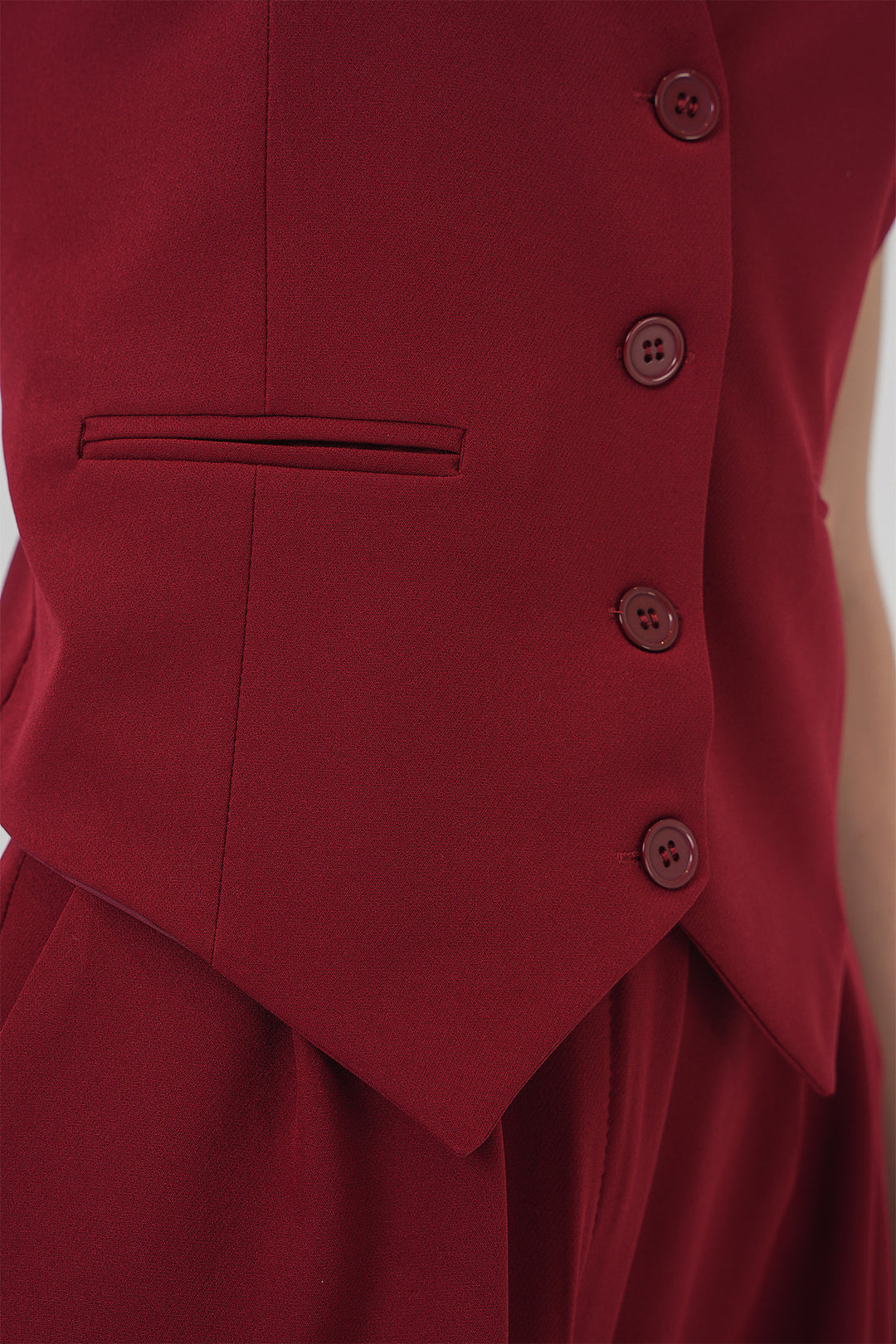 BGD Women Women's Vest Pants Set - Burgundy - Marion
