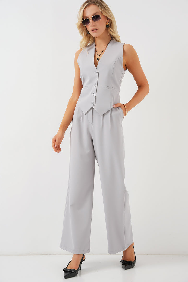 BGD Women Women's Vest Pants Suit - Gray - Glenview