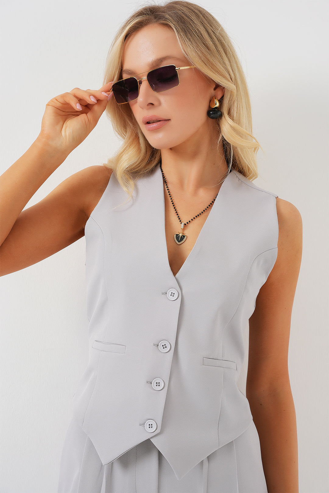 BGD Women Women's Vest Pants Suit - Gray - Glenview