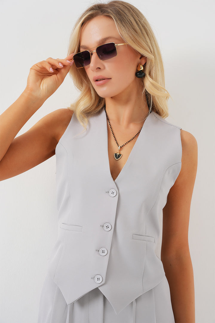 BGD Women Women's Vest Pants Suit - Gray - Glenview